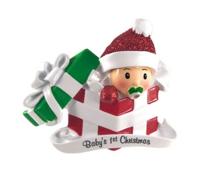 OR1330-RG - Baby In Present Personalized Christmas Ornament