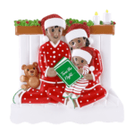 AA2025-3 - Reading In Bed Family of 3 (African American) Personalized Christmas Ornament
