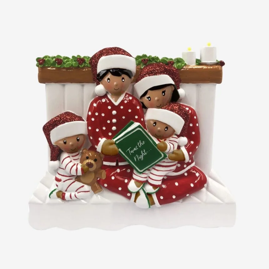 AA2025-4 – Reading In Bed Family of 4 (African American) Personalized ...