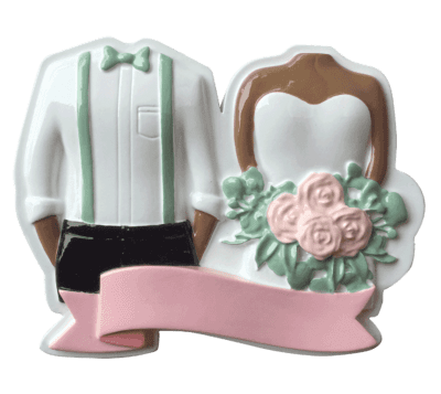 AA2519 - African American Modern Wedding Couple Personalized Christmas Ornament