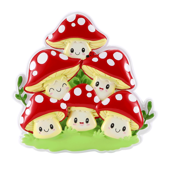 OR2465-6 - Mushroom (Family of 6) Personalized Christmas Ornament