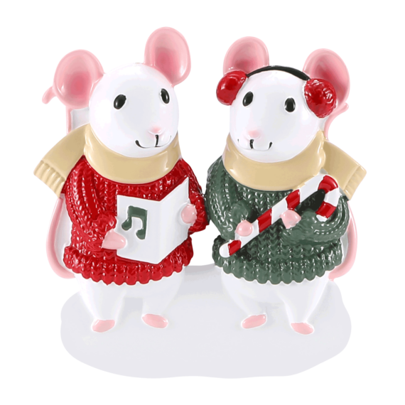 OR2468-2 - Mouse Sweater (Family of 2) Personalized Christmas Ornament