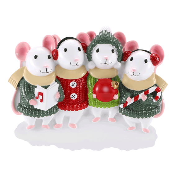 OR2468-4 - Mouse Sweater (Family of 4) Personalized Christmas Ornament