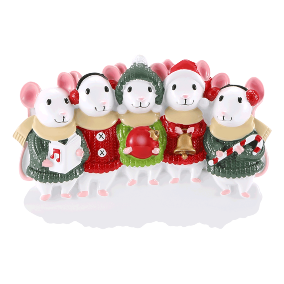 OR2468-5 - Mouse Sweater (Family of 5) Personalized Christmas Ornament