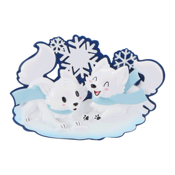 OR2469-2 - Arctic Fox (Family of 2) Personalized Christmas Ornament