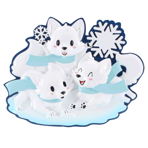 OR2469-3 - Arctic Fox (Family of 3) Personalized Christmas Ornament
