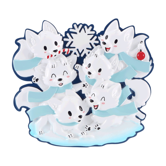 OR2469-6 - Arctic Fox (Family of 6) Personalized Christmas Ornament