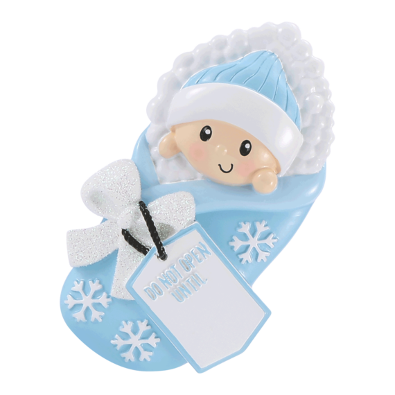 OR2480-B - Do Not Open Until (Blue) Personalized Christmas Ornament