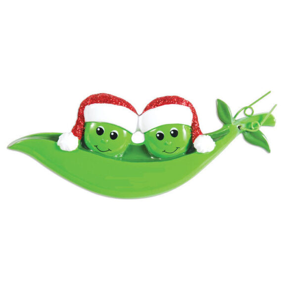 OR1432-2W/O - New Peapod Family Of 2 Personalized Christmas Ornament