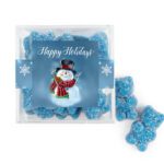 Christmas Small Cube with Blue Raspberry Sugar Sanded Gummy Bears - Snowman