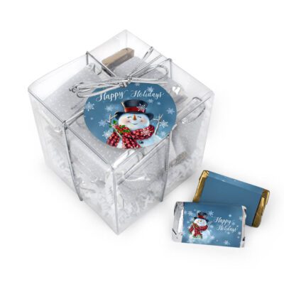 Christmas Large Cube with Wrapped Hershey's Miniatures - Snowman