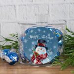 Christmas Canister with Blue Sea Salt Milk Chocolate Lindor Truffles - Snowman