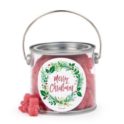 Christmas Paint Can with Red Cherry Sugar Sanded Gummy Bears - Merry Christmas