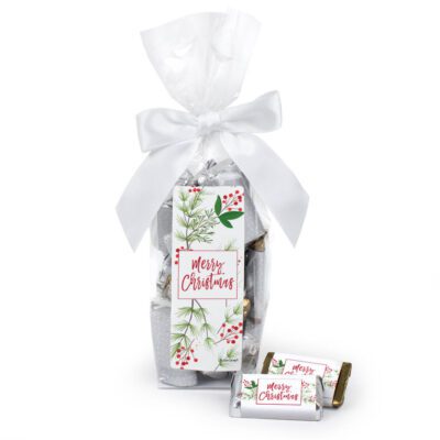 Christmas Stand Up Bow Bag with Wrapped Hershey's Miniatures - Merry Christmas