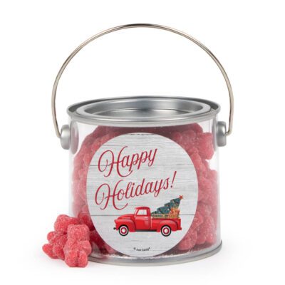 Christmas Paint Can with Red Cherry Sugar Sanded Gummy Bears - Red Truck