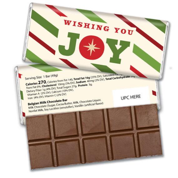 Christmas Wrapped Milk Chocolate Belgian Bar - Joy