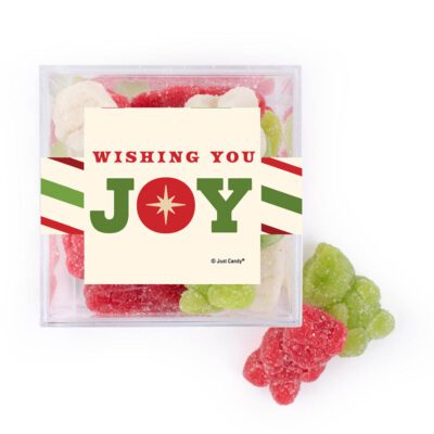 Christmas Small Cube with Red Cherry Sugar Sanded Gummy Bears - Joy