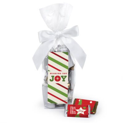Christmas Stand Up Bow Bag with Wrapped Hershey's Miniatures - Joy