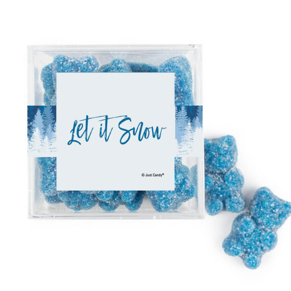 Christmas Small Cube with Blue Raspberry Sugar Sanded Gummy Bears - Let It Snow
