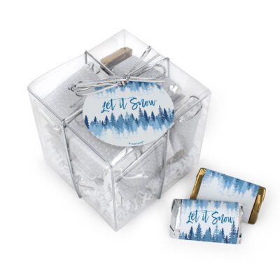 Christmas Large Cube with Wrapped Hershey's Miniatures - Let It Snow