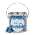 Christmas Paint Can with Blue Raspberry Sugar Sanded Gummy Bears - Let It Snow