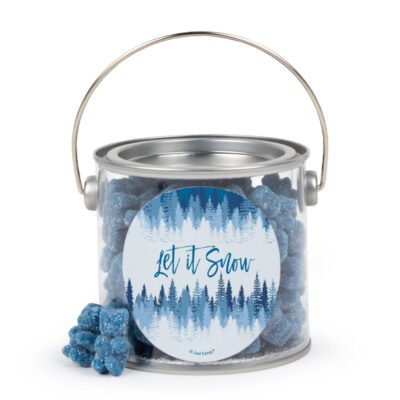 Christmas Paint Can with Blue Raspberry Sugar Sanded Gummy Bears - Let It Snow