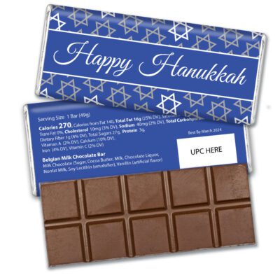 Hanukkah Wrapped Milk Chocolate Belgian Bar - Happy Hanukkah