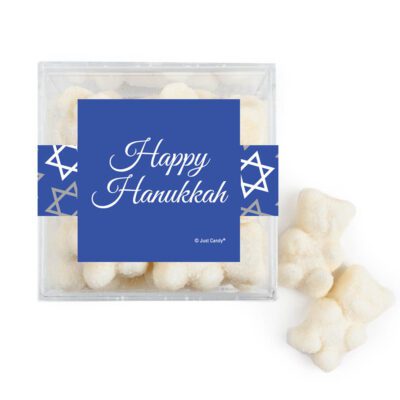 Hanukkah Small Cube with Blue Raspberry Sugar Sanded Gummy Bears - Happy Hanukkah