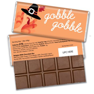 Thanksgiving Wrapped Milk Chocolate Belgian Bar - Gobble Gobble