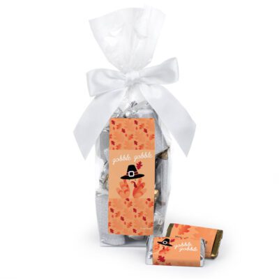 Thanksgiving Stand Up Bow Bag with Wrapped Hershey's Miniatures - Gobble Gobble