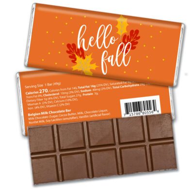 Thanksgiving Wrapped Milk Chocolate Belgian Bar - Hello Fall