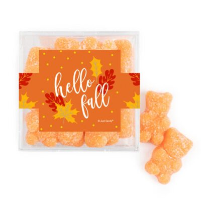 Thanksgiving Small Cube with Orange Tangerine Sugar Sanded Gummy Bears - Hello Fall