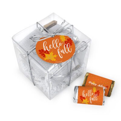 Thanksgiving Large Cube with Wrapped Hershey's Miniatures - Hello Fall