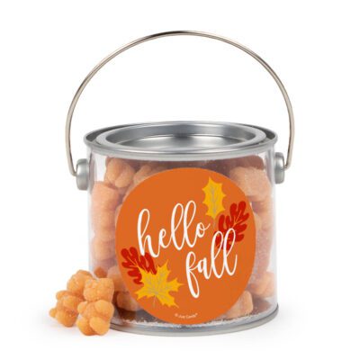 Thanksgiving Paint Can with Orange Tangerine Sugar Sanded Gummy Bears - Hello Fall