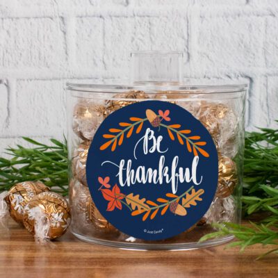 Thanksgiving Canister with Gold Fudge Swirl Lindor Truffles - Be Thankful